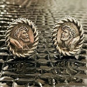 SCOTT KAY CHRIST STERLING SILVER OVAL CUFFLINKS